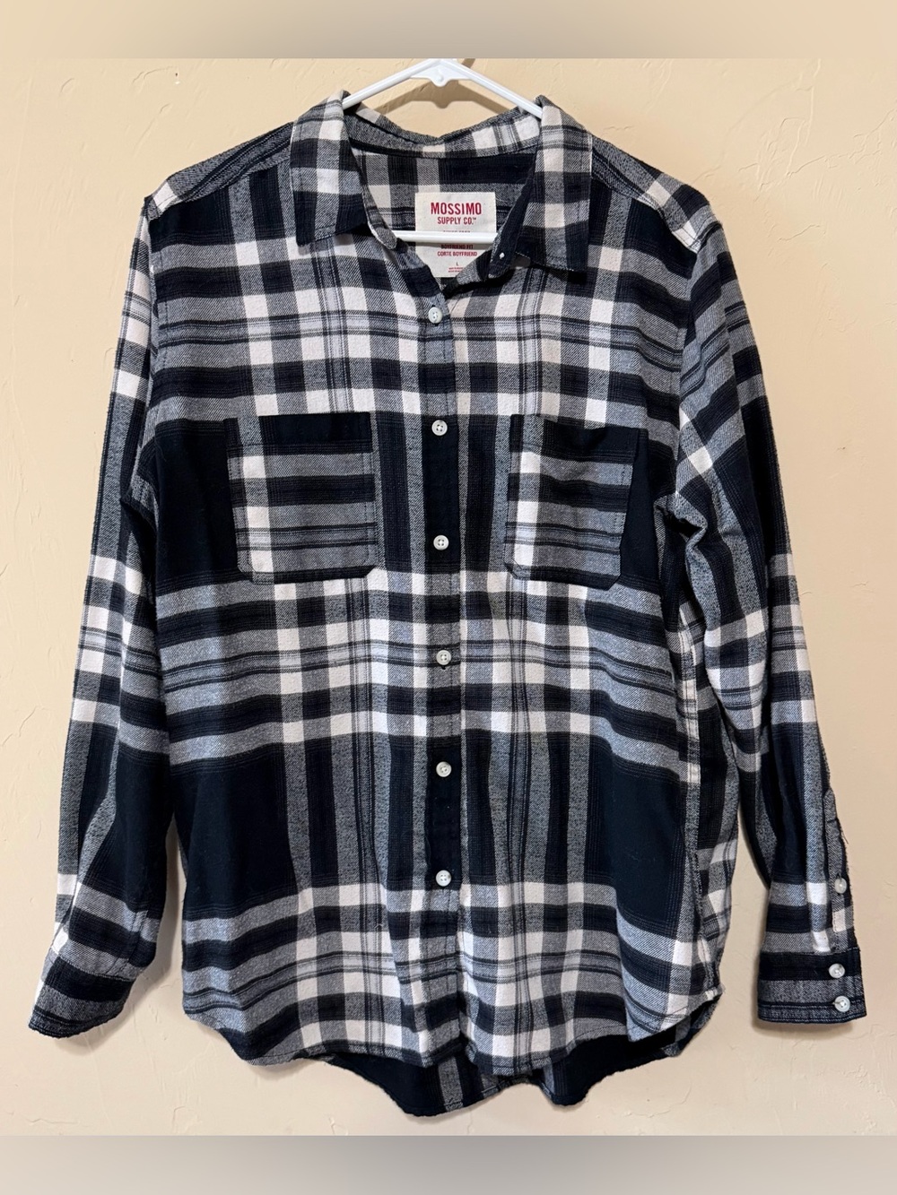 Mossimo Supply Co. Black and White Plaid Button-Down Shirt